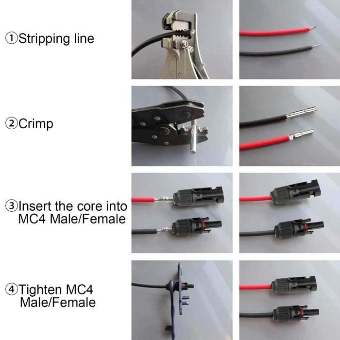 Tenoens® 1 paire de type MC4 Y Branche de fil de câble mâle connecteur  femelle YDD Pour Panneau solaire _1693 - Cdiscount Bricolage