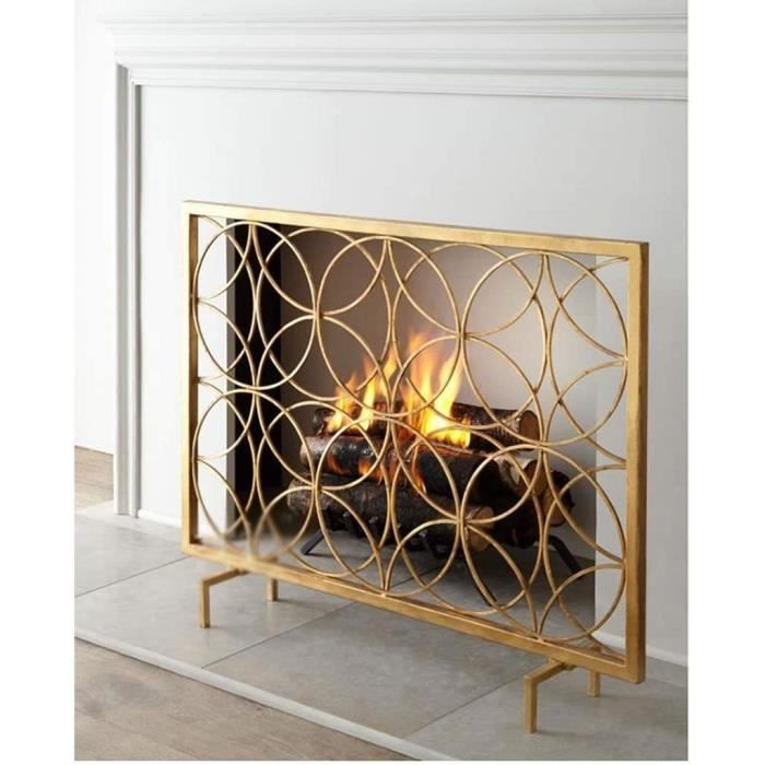 Écran De Cheminée à 3 Panneaux Pare-étincelles En Maille De Fer Forgé