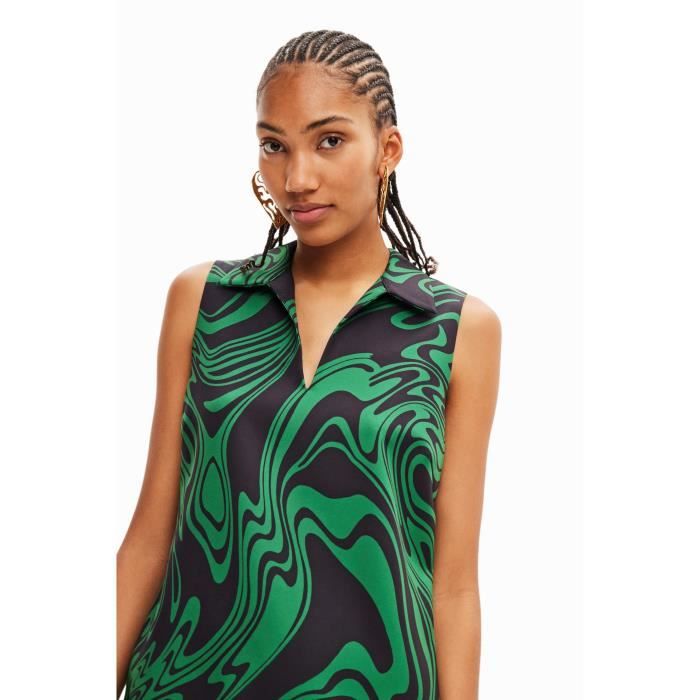 Robe chemise polo psych d lique femme Desigual Noir vert