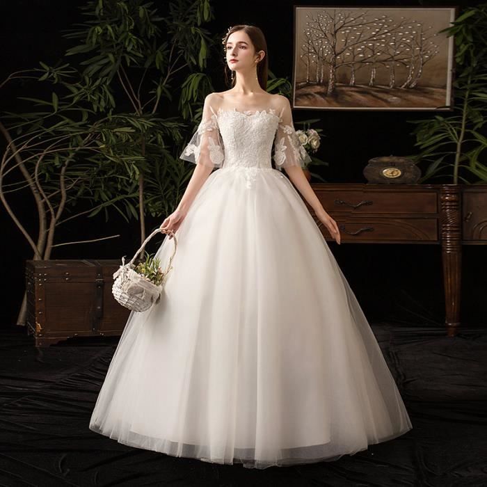 46 robe de mariee robe de mariee d ete nouvelle mariee robe de mariee grande taille manche evasee maternite robe de mari Vert Cdiscount Pret a Porter