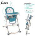 LIONELO Chaise haute bébé Cora réglable pliable - Bleu-3