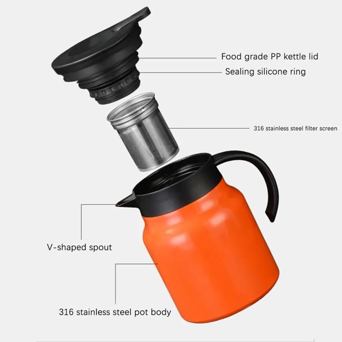 Thermos Théière 1L Avec Passoire - Affichage Température, Isotherme 10h, Acier Inox 316, Noir - 5