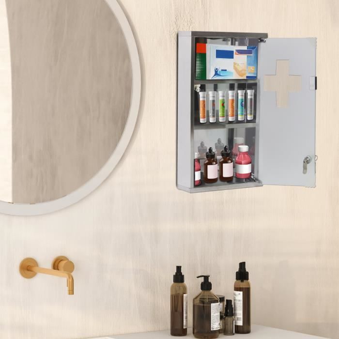 Armoire à Pharmacie Mack Inox 30x30x12 Cm – Avec 2 Clés – Neuf – Salle De Bain