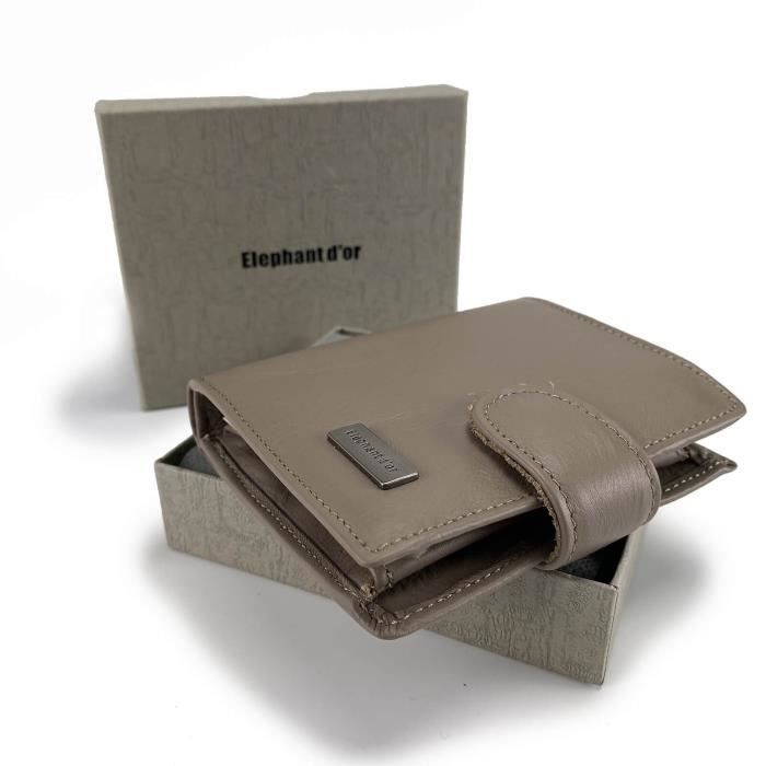 Porte-monnaie / Porte-billets En Cuir Véritable Vintage - Fermeture Zip, Dimensions 17.5x10.5 Cm - Occasion TB