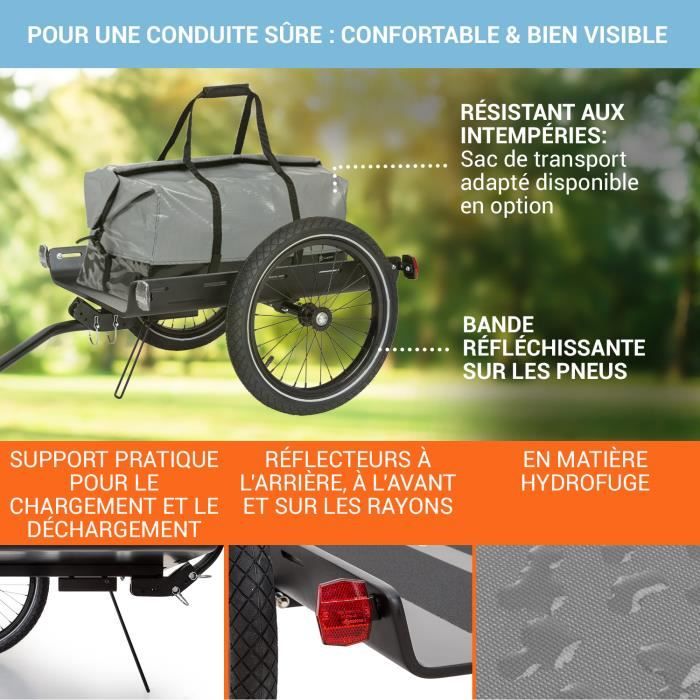 Remorque de vélo Klarfit Companion Travel 40 kg Pneus 16