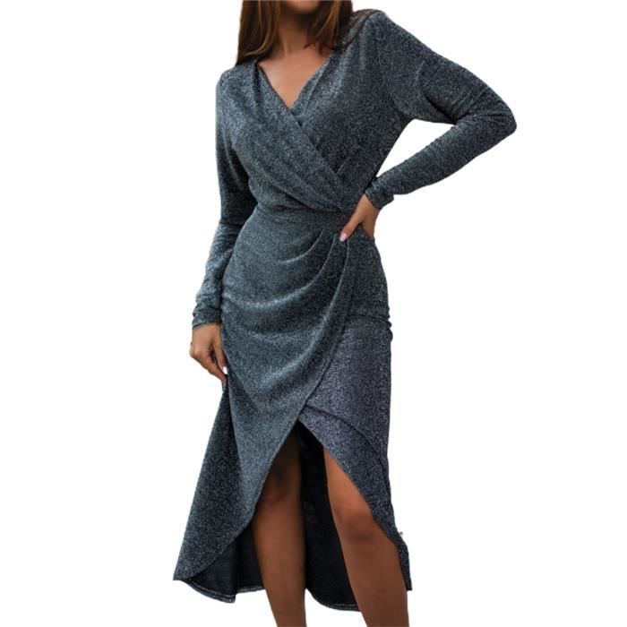 ROBE Robe en V pour femmes, Grey - Cdiscount Prêt-à-Porter