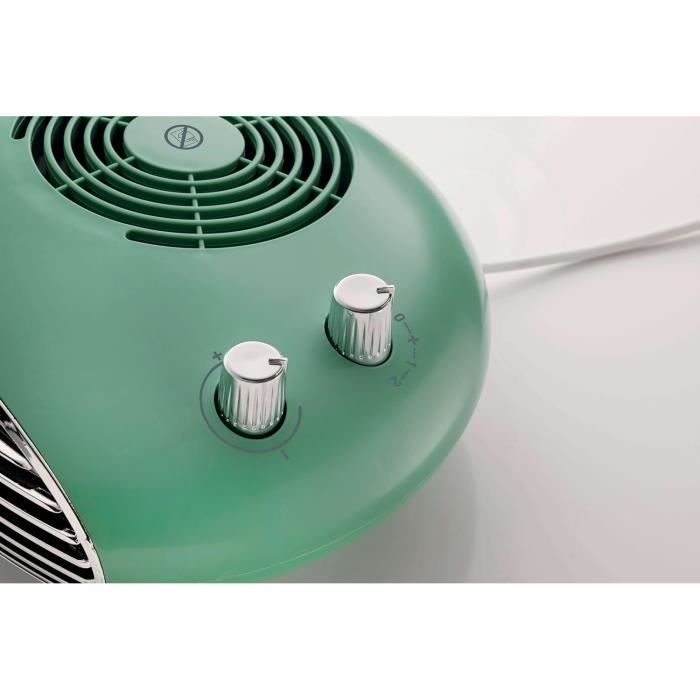 Ariete 8211 Chauffage De Table Vintage 2000W - Radiateur Électrique Silencieux Avec Thermostat, Grille Et Pieds Chromés Bleu Clair