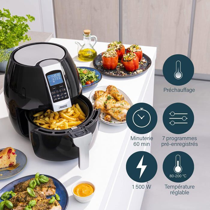 Friteuse Aerofryer Xl 3,2 L Panneau De Contrôle Digital 8 Programmes