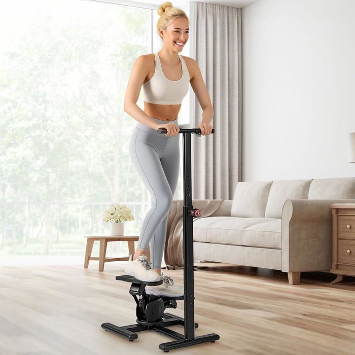 Mini Stepper Fitness Avec Moniteur LCD Et Bandes Résistance - Machine Aérobie Silencieuse Pour Maison