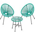 Ensemble de jardin SONGMICS - 2 chaises et 1 table en verre - Turquoise-0