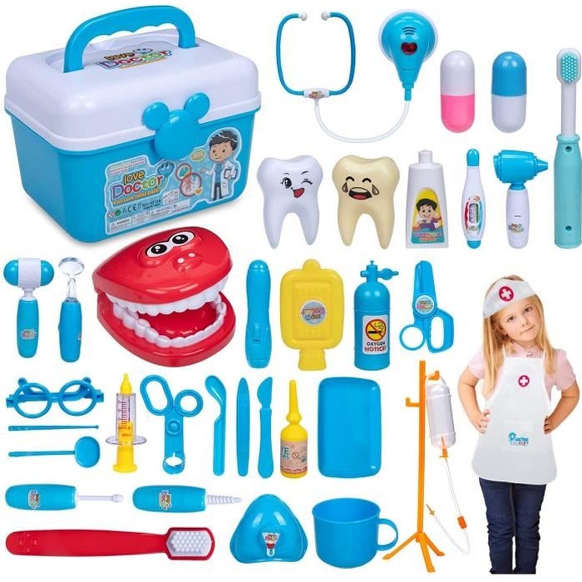 Jouet Malette de Docteur pour Enfant - LANCS - Jeu d'imitation - Fille - rose- Plastique