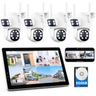 Kit Caméra Surveillance WiFi Extérieur sans Fil CAMCAMP 2MP+2MP Double Objectif 10,1" NVR Écran 5GHz Détection de mouvement