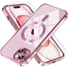 MASSILIA TECH Coque pour iPhone 15 - Aimantée - Rose Mat - Compatible MagSafe - 2 Vitres Verre Trempé - Antichocs