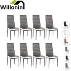 Willonin® Lot de 8 chaises à manger rembourrées, Style scandinave, Siège en simili PU Gris avec bordure blanc, L40 x P39 x H98 cm