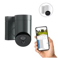 Somfy 2401563 – Somfy Outdoor Camera grise | Caméra Extérieure Wifi | Full HD | Grand angle 130° | Vision Nocturne | Sirène 110 dB