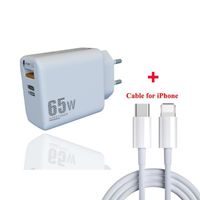 chargeur mural USB C 65W PD 33W à 2 Ports, charge rapide pour iPhone 13 12 pro max 11 Xiaomi Samsung On st1 Cable for iPhone AJ