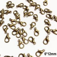 Lot  de 50  Fermoirs  mousqueton  métal  bronze qualité pour création de collier et bracelet  taille au choix - 7*14mm