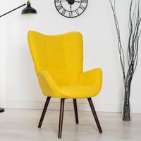 MEUBLES COSY Fauteuil salon couleur jaune - Style Scandinave - Tissu et Pieds en Bois de Hêtre -  68x74x106cm