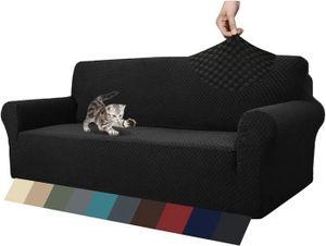 Housses Accoudoirs Canapé DAZZLEEX Lot De 2 - Antidérapantes Noir - Protection Animaux/Enfants