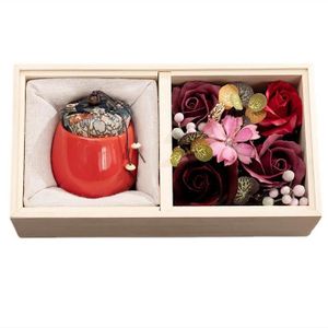 COFFRET CADEAU PARFUM Cadeau Femmes Savon Fleur Boîte Ronde avec Bougies Parfumées Rose Artificielle et Cire Végétale Naturelle Aromathérapie Bain Cadeau