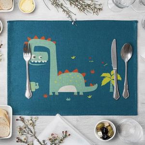 CHEMIN DE TABLE Chemin de table,Sets de table dinosaure pour enfants,42x32cm,napperons animaux de dessin pour enfants,drôles- 42x32cm[A31]
