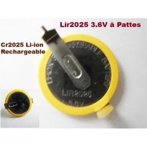 PILES Pile Bouton CR2025 Li-ion Rechargeable 3.6V Lir...