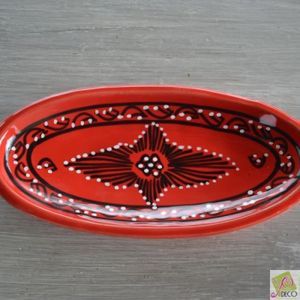 Plat octogonal Tatou/é rouge L 15 cm