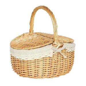 pain Panier de rangement en osier tricoté à la main pour fruits pique-nique simple et portable 20 x 14 x 7 cm nourriture 