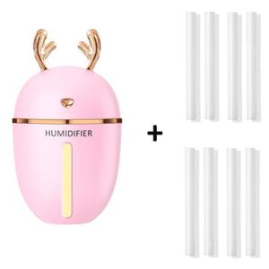 HUMIDIFICATEUR ÉLECT. Traitement de l'air,Humidificateur d'air USB d'aromathérapie avec une lumière veilleuse de nuit - Type Pink and 8 filter