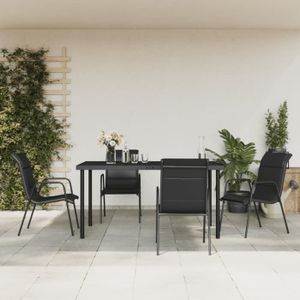 Ensemble table et chaise de jardin DEX Ensemble à manger de jardin 5 pcs noir textilène et acier 7462032115238