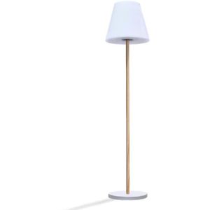 KIOSQUE - GAZEBO Lampe de table solaire et rechargeable - LUMISKY - STANDY MINI WOOD SOLAR - H25 cm - LED blanc chaud et blanc dimmable