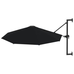 PARASOL Parasol de patio HOME - protection UV - mural avec mât en métal 300 cm Noir|11229