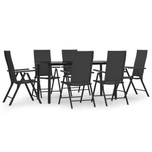 Ensemble table et chaise de jardin Meubles de Jardin en Résine tressée, Ensemble à dîner de jardin avec table, Couleur noir H192