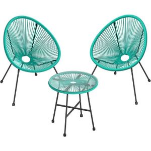 Ensemble table et chaise de jardin Ensemble de jardin SONGMICS - 2 chaises et 1 table en verre - Turquoise
