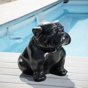 STATUE - STATUETTE   Statue contemporaine bulldog en céramique noire - 