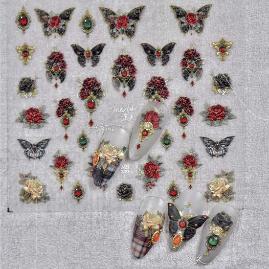 Stickers Autocollants Nail Art - Motifs Fleurs Et Papillons Colorés - Accessoire Ongles - Neuf