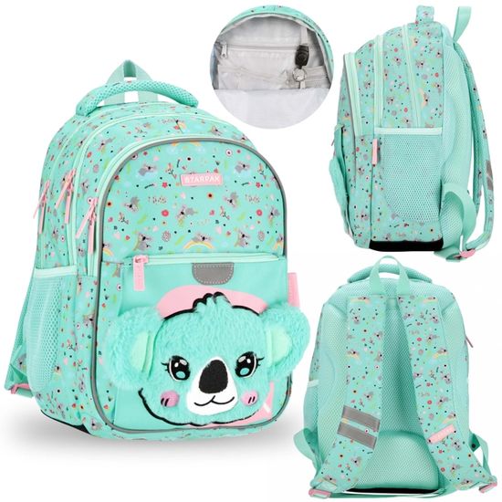Koala Turquoise sac à dos pour écolière avec réflecteurs,