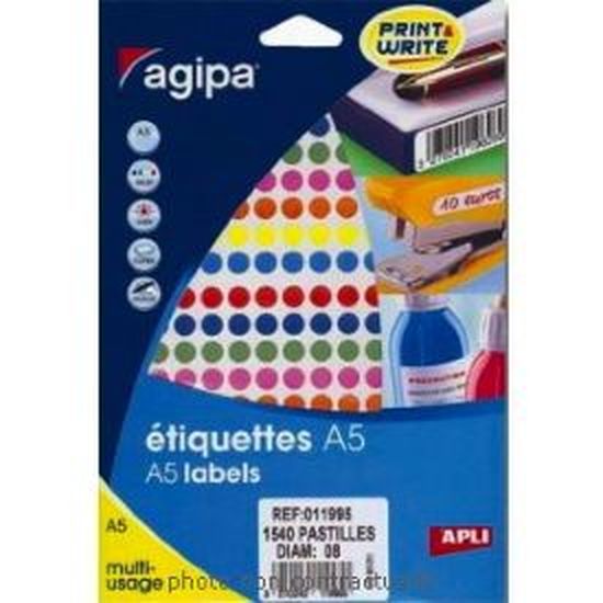 Étui Apli 11996 Avec 672 Pastilles Adhésives - Diamètre 15 Mm, Couleurs Assorties - Pour étiquetage, Bureau, Organisation - 5