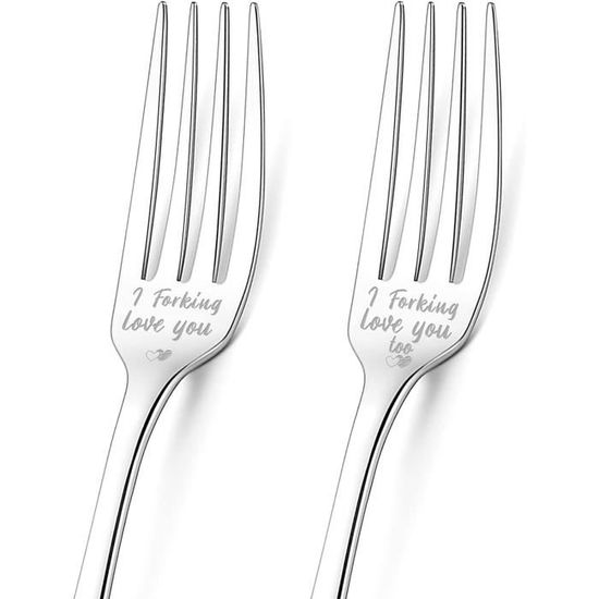 2 Fourchettes De Mariage Personnalisables - Gravure Sur Mesure, Cadeau Anniversaire En Inox
