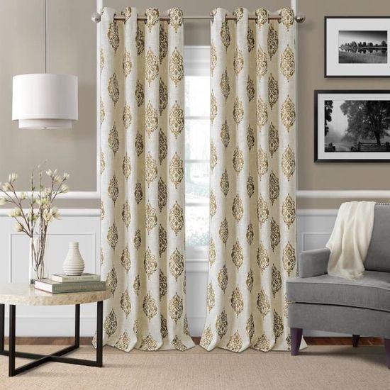 Dainty Home Duschvorhang Gramercy Park - Waffelmuster Elfenbein/Gold, 193x213 Cm, 13-teiliges Set