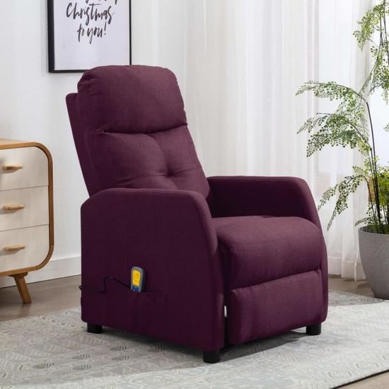 Moderne Fauteuil relax massage Fauteuil inclinable style contemporain Fauteuil TV Relaxation - Violet Tissu♫2255