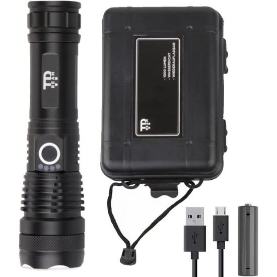 Lampe Torche Tactique LED Ultra Puissante 300 Lumens - Survie Voyage - Alu - STOCK FR