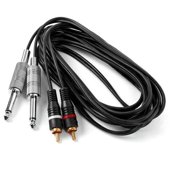 Câble Patch Jack 6.35 Mm Coudé - 15 Cm, Pour Guitare, Clavier, Pédale D'Effet (Mâle Vers Mâle)