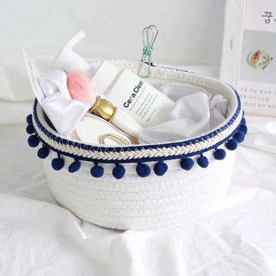 Panier Tressé En Corde De Coton Avec Poignées Pour Étagère