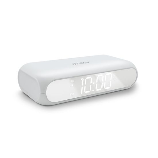Réveil Chargeur Induction 10W - Double Alarme - Écran LED Effet Miroir - Recharge Sans Fil & USB-A - Finition Soft Touch Noir - 6