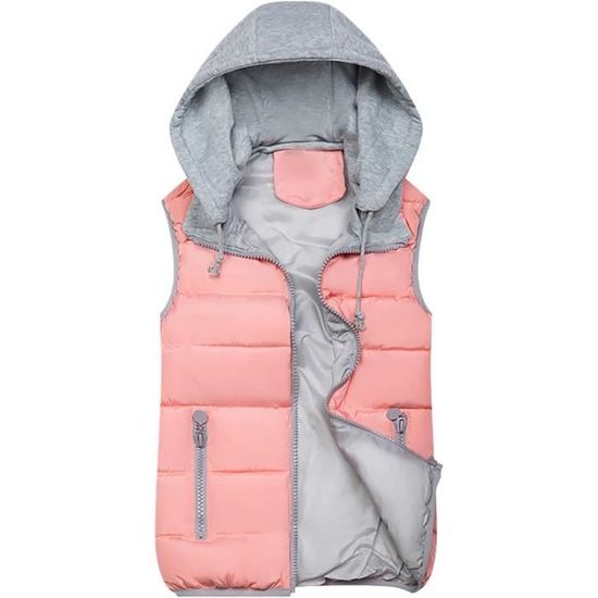 Doudoune Sans Manches Femme Capuche - Veste Matelassée Légère Chaude Hiver Chic