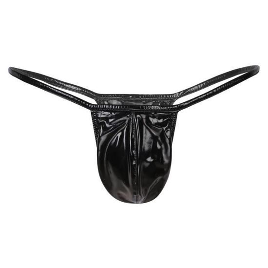 String Homme En Cuir Avec Œillets - Sous-vêtement Érotique Taille Basse Bulge Pouch