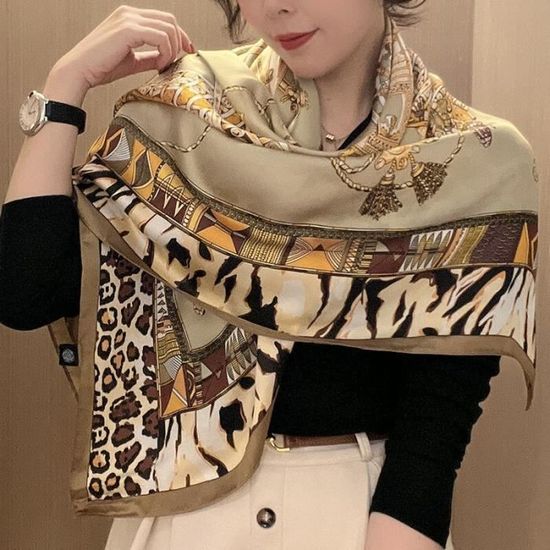 Foulard En Soie GAZZAZ Italy Vintage - 90 Cm, 100% Soie, 52g, Couleur Gris