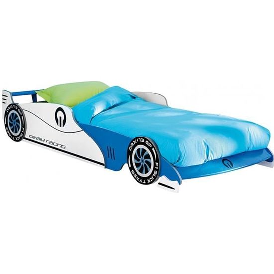 Lit voiture enfant Bleu, Sommier Inclu, 209 x 40.5 x 101.5 cm