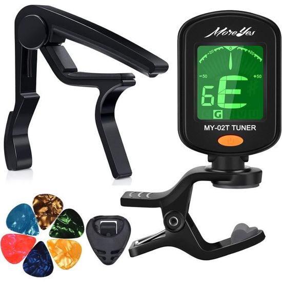 TCapo20 2-en-1 Capo Capodastre Accordeur LCD Écran Or Pour Guitare électrique Acoustique